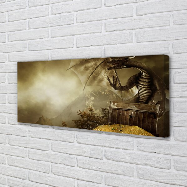 Tablouri canvas Dragon nori munte de aur