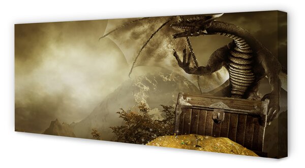 Tablouri canvas Dragon nori munte de aur