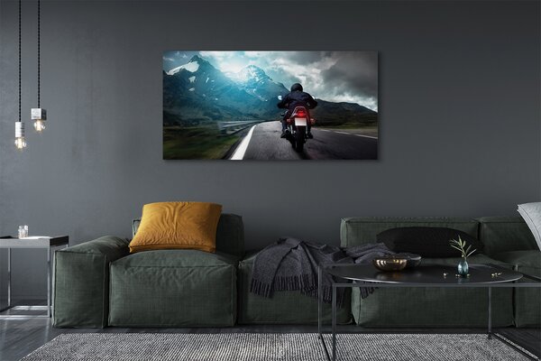 Tablouri canvas Motociclete de munte om rutier cer