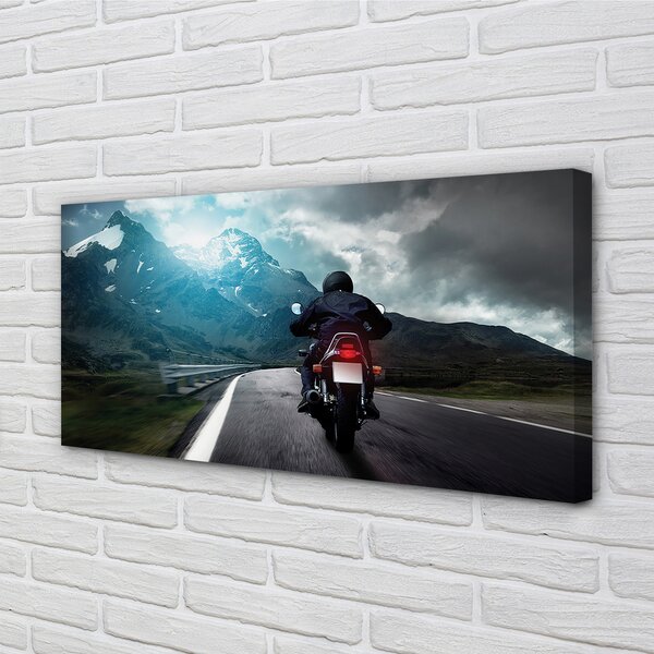 Tablouri canvas Motociclete de munte om rutier cer