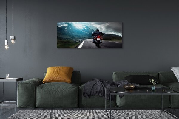 Tablouri canvas Motociclete de munte om rutier cer