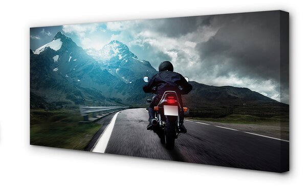 Tablouri canvas Motociclete de munte om rutier cer