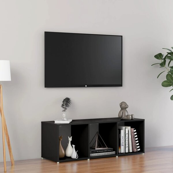 Comodă TV, negru, 107x35x37 cm, lemn prelucrat