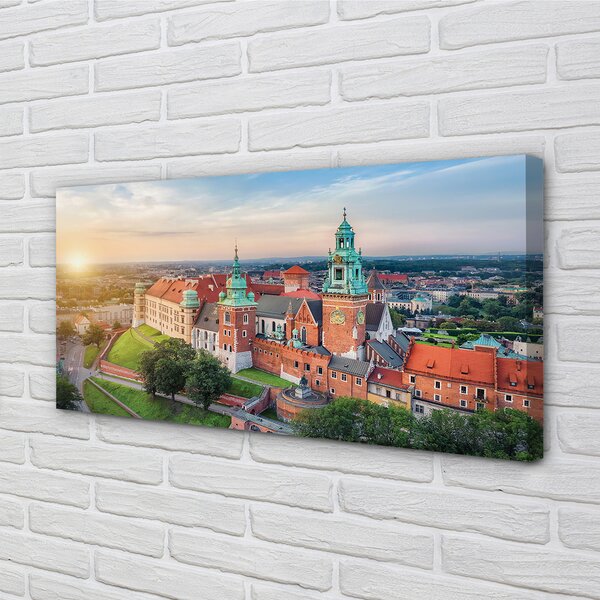 Tablouri canvas castel Cracovia panorama răsărit de soare