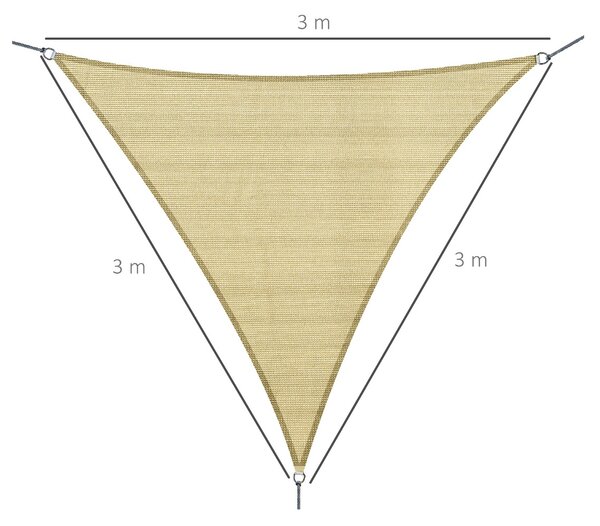Outsunny Cort Parasolar Triunghiular, Protecție UV din HDPE, Nisipiu, 3x3x3m | Aosom Romania