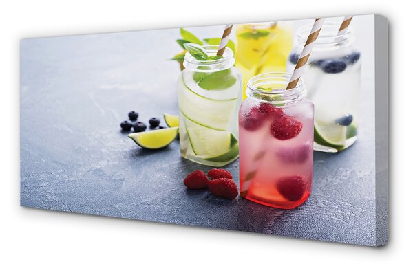 Tablouri canvas Cocktail de lamaie zmeura lime