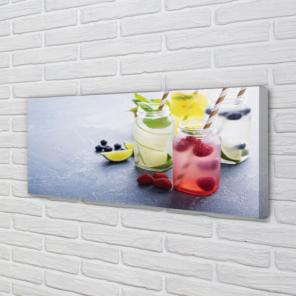 Tablouri canvas Cocktail de lamaie zmeura lime
