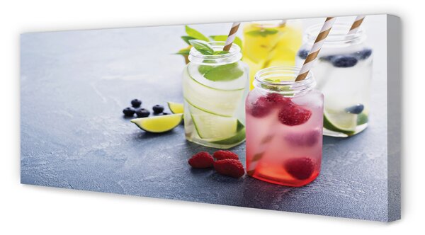 Tablouri canvas Cocktail de lamaie zmeura lime