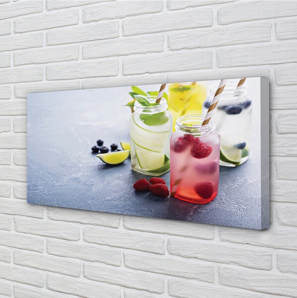 Tablouri canvas Cocktail de lamaie zmeura lime