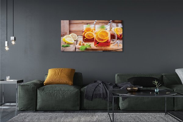 Tablouri canvas Ceai rece citrice paie