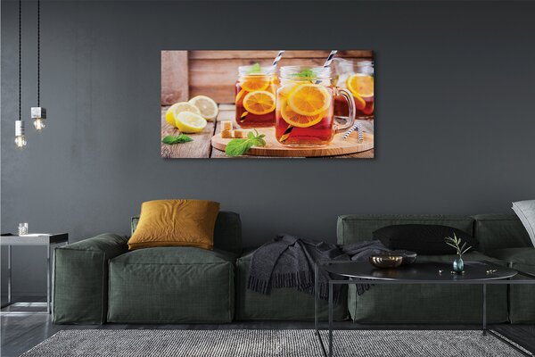 Tablouri canvas Ceai rece citrice paie