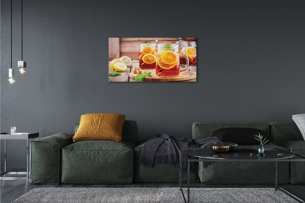 Tablouri canvas Ceai rece citrice paie