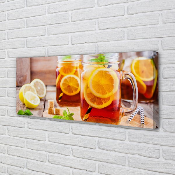 Tablouri canvas Ceai rece citrice paie