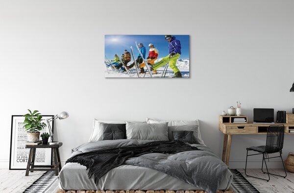 Tablouri canvas munți de iarna schiorii