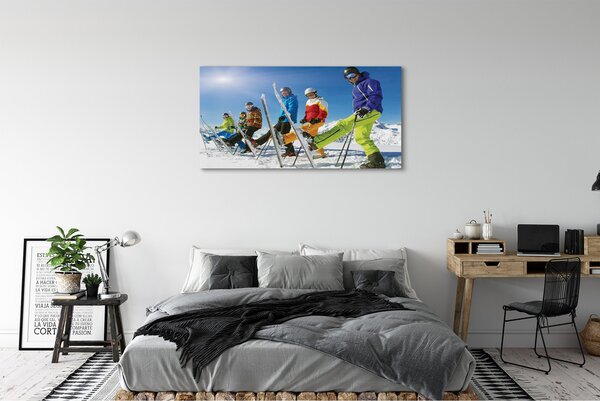 Tablouri canvas munți de iarna schiorii