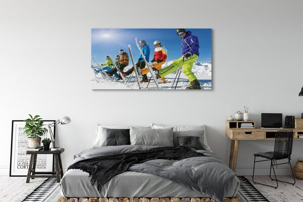 Tablouri canvas munți de iarna schiorii