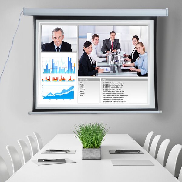 HOMCOM Ecran Proiecție Motorizat 120 Inch pentru Home Cinema, Sistem de Rulare Ușor, Calitate Superioară, Alb | Aosom Romania
