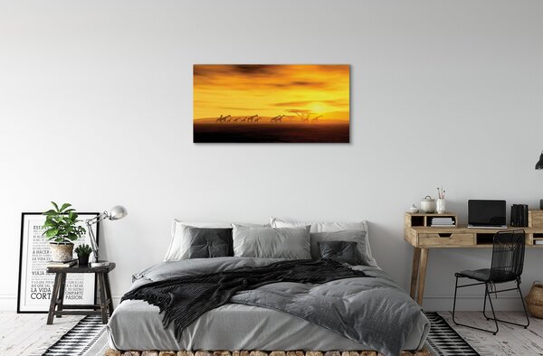 Tablouri canvas Copac cer nori girafă