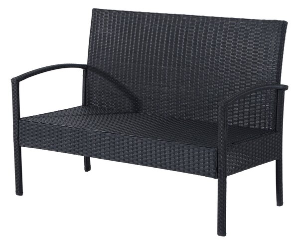 Outsunny Set Mobilier de Grădină din Ratan Negru 4 Piese cu Perne Confortabile 108x60x77cm Ideal pentru Terasă și Spații Exterioare | Aosom Romania