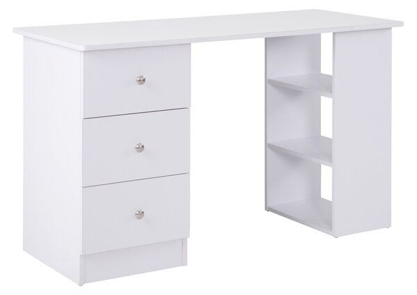 Masa de Birou HOMCOM cu Sertare si Rafturi Torpedou, Alb, 120x49x72cm | Aosom RO