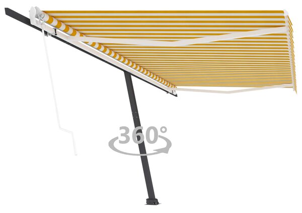 Copertină autonomă retractabilă automat galben&alb 500x350 cm