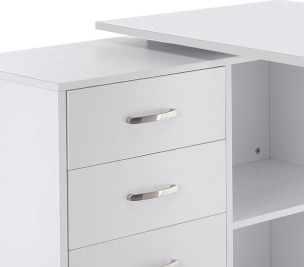 HOMCOM birou de colt, reversibil, 117x83.5x76 cm, alb | Aosom Romania