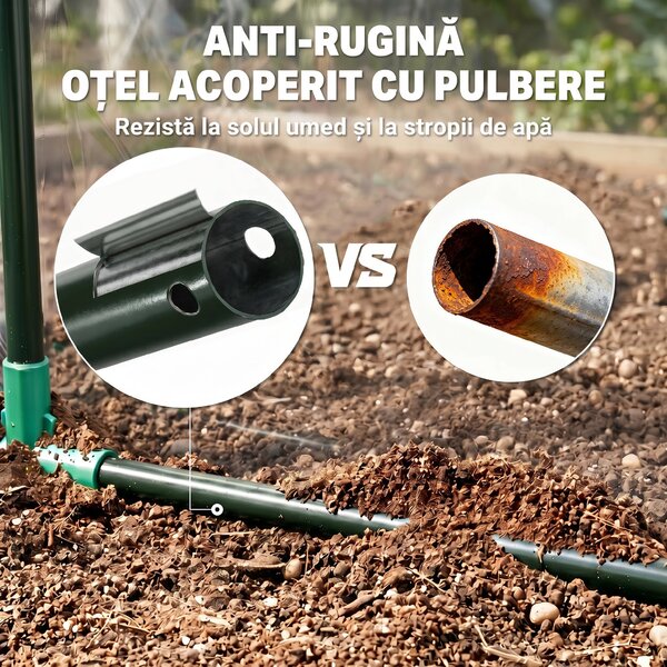 Outsunny Sera Cabina Portabila 6' x 3' x 6', Folie PE, Sera de Gradina cu Cadru de Otel, Usa cu Fermoar, Aerisire Superioara, pentru Flori, Legume, Puieti, Plante Tropicale, Verde | Aosom Romania