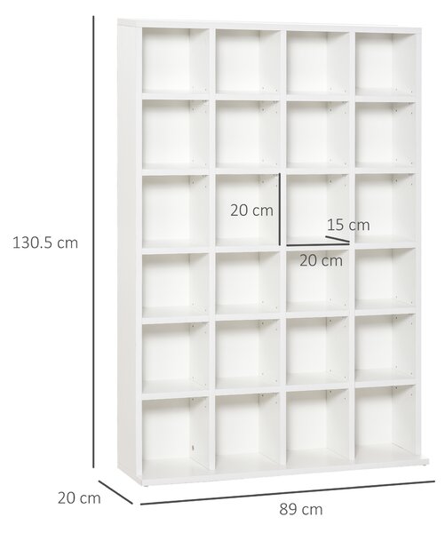 HOMCOM Bibliotecă Spațioasă, Dulap cu 24 Compartimente Reglabile, Design Modern, 130.5x89x20 cm, Alb, pentru Living sau Birou | Aosom Romania