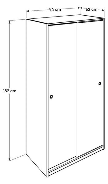 Dulap Haine Adore Slide Compact, 2 usi glisante, 94x182x52 cm
