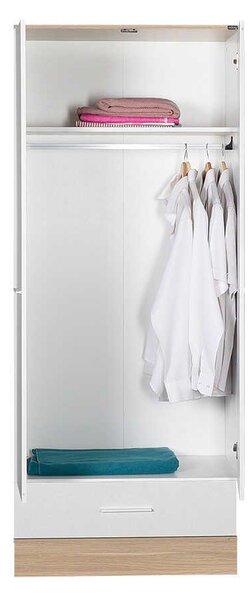 Dulap Haine Adore Base, 2 usi cu sertar si umeras, Alb, 80x198x52 cm