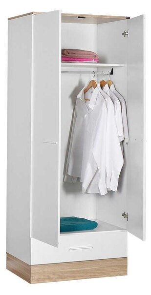 Dulap Haine Adore Base, 2 usi cu sertar si umeras, Alb, 80x198x52 cm