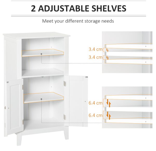 Kleankin Dulap Baie cu Rafturi Reglabile, Design Rezistent la Umiditate și Anti-Inclinare, 50x30x93 cm, Alb | Aosom Romania