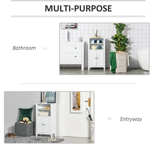 Kleankin Dulap Baie cu Rafturi Reglabile, Design Rezistent la Umiditate și Anti-Inclinare, 50x30x93 cm, Alb | Aosom Romania