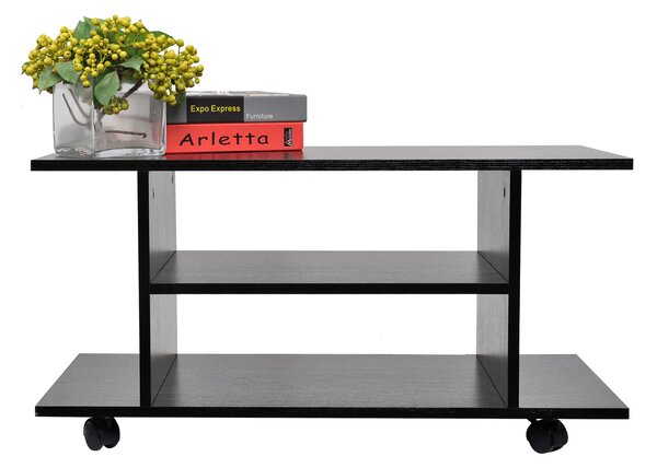 Mobilier Pentru Tv in Lemn cu Roti HOMCOM, Negru,40x40x80cm| Aosom RO | Aosom Romania