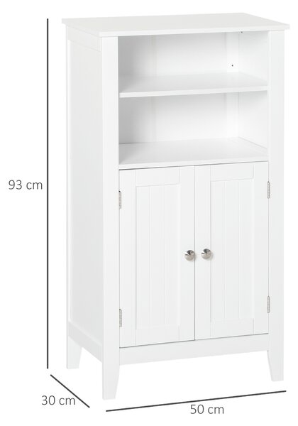 Kleankin Dulap Baie cu Rafturi Reglabile, Design Rezistent la Umiditate și Anti-Inclinare, 50x30x93 cm, Alb | Aosom Romania