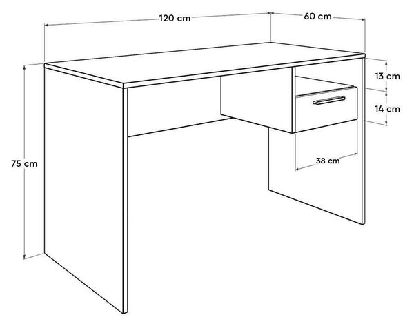 Birou Adore Concept, 120x75x60 cm