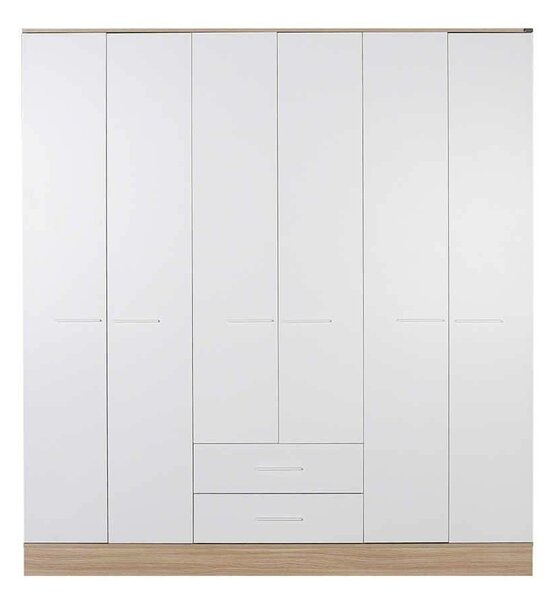 Dulap Haine Adore Base, 6 usi, 2 sertare, Alb, 206x224x52 cm