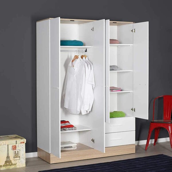 Dulap Haine Adore Base, 4 usi, 2 sertare, Alb, 137x198x52 cm