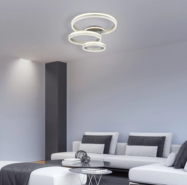 Globo 67377-72 - Lampă de tavan LED dimabilă FRANCINE LED/72W/230V argintie + telecomandă