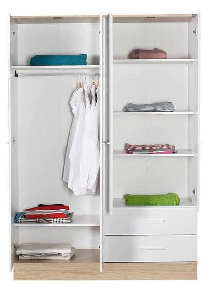 Dulap Haine Adore Base, 4 usi, 2 sertare, Alb, 137x198x52 cm