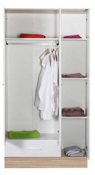 Dulap Haine Adore Base, 3 usi, 1 sertar, Alb, 103x198x52 cm