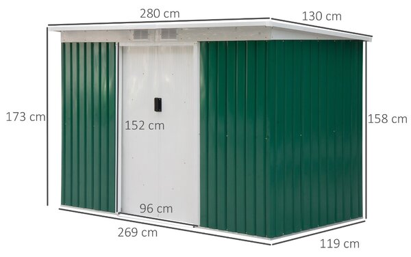 Casuta gradina, sopron pentru depozitare si organizare 277x130x173cm, verde Outsunny | Aosom RO