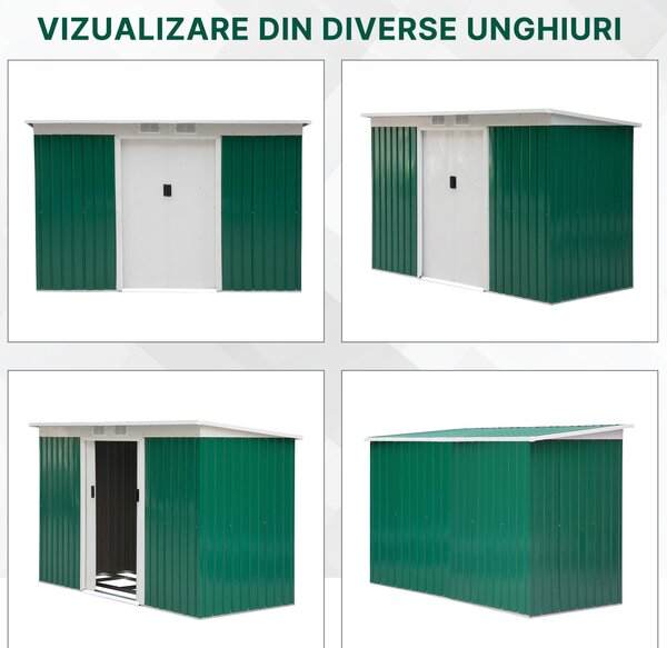 Casuta gradina, sopron pentru depozitare si organizare 277x130x173cm, verde Outsunny | Aosom RO
