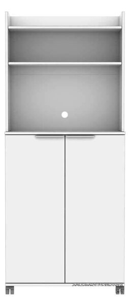 Dulap Multifunctional Adore Diamond, 2 usi, 6 rafturi, cu rotile, Alb Lucios, 73 x 172 x 36 cm