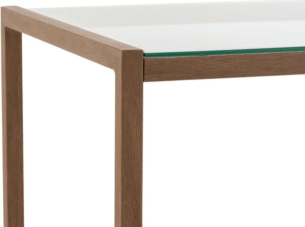 Masuta de cafea NATURELE cu blat de sticla 90x50 cm, maro inchis