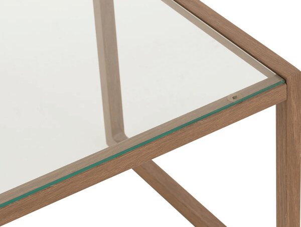 Masuta de cafea NATURELE cu blat de sticla 90x50 cm, maro inchis