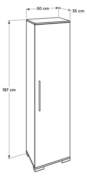 Dulap Multifunctional Adore Diamond, 8 rafturi, Usa reversibila, Alb, 50x187x35 cm