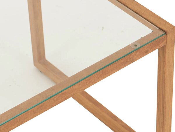 Masuta de cafea NATURELE cu blat de sticla 90x50 cm, maro