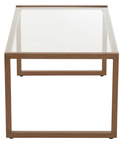 Masuta de cafea NATURELE cu blat de sticla 90x50 cm, maro inchis