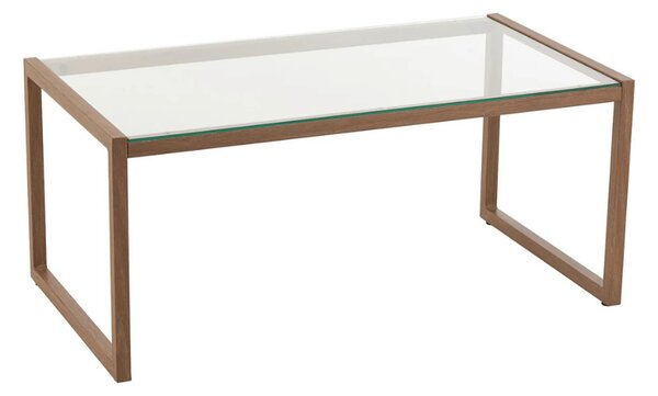 Masuta de cafea NATURELE cu blat de sticla 90x50 cm, maro inchis